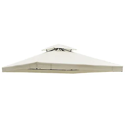 Outsunny 3(m) 2 Tier Garden Gazebo Top Cover Replacement Canopy Roof Cream White • £32.99