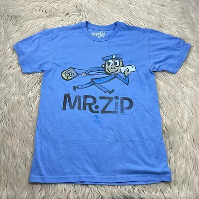 Tee Luv Men's S Blue Mr Zip Retro Graphic Short Sleeve Tee USPS Mailman • $19.99
