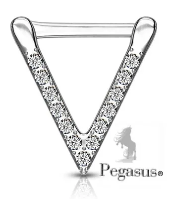 Beautifully Unusual Silver & Crystal Triangle Clicker Septum / Tragus  Ring Hoop • £11.99