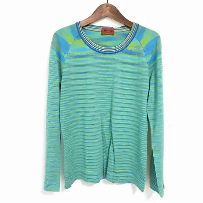 Missoni Knit Sweater  Blue/Green Long Sleeve Border Made In Italy Free Shipping • $108.56