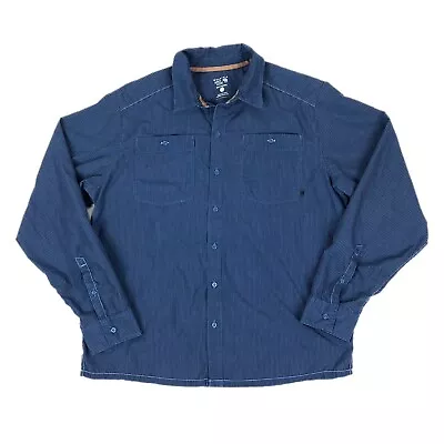 Mountain Hardwear Shirt Men's Large Button Down Long Sleeve Blue Striped Cotton • $14.95