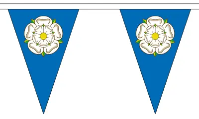 5 Metres 12 Flag Flags Yorkshire White Rose New Triangle Polyester Bunting • £11.95