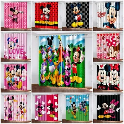 Kids Mickey Mouse & Minnie Mouse Thick Blackout Curtains Thermal Ring Top Eyelet • £22.40