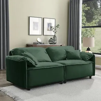 79  Velvet Loveseat Sofa Modern Upholstered Couch 2 Seaters Sofa 2 Pillows  • $379.99