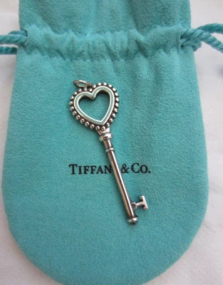 £109 • Buy Tiffany & Co. Large Silver Blue Enamel Heart Beaded Key Pendant