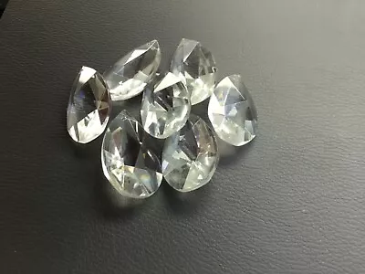 TEAR  DROP CRYSTAL CHANDELIER SPARE 7x   4cm Long Genuine  cut Glass  • £7