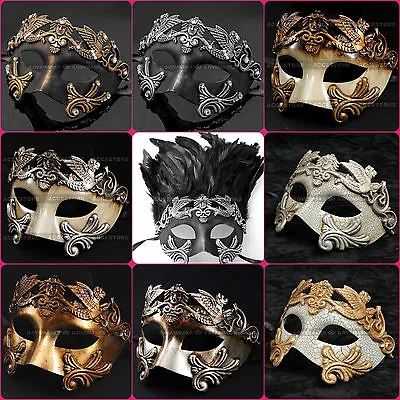 Venetian Roman Warrior Masquerade Party Face Mask For Men - Black Silver Gold • $13.99