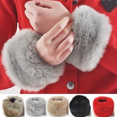 1 Pair Faux Fox Fur Cuffs Fluffy Stretch Wrist Hand Leg Warmer Arm Wristband DIY • $3.52