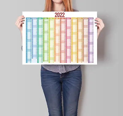 £1.99 • Buy Laminated 2022 2023 Wall Calendar Planner Multi Colour A1 A2 Free Postage 