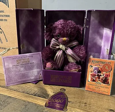 Merrythought Millennium Purple Cheeky Teddy Bear Original Certificates And Box • £61