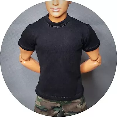 Classics Black T-shirt For 12 Inch Fashion Male Dolls • $10.49