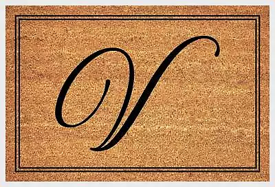 Monogram Letter V Doormat - Monogram Letter V Welcome Mat - Coir - 3 Sizes • $38