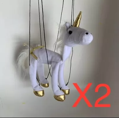 Marionette Puppets ~ Unicorn  / Horse ~ White ~ 12” ~ (Ages 5+) ~ Set Of 2 ~ New • $12.74