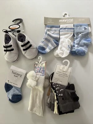 £10 • Buy New Baby Boys Set Of 10 Socks & Trainers 3-6 Months Next Nutmeg Mayoral Etc