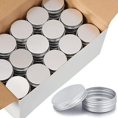 4-128 Pc Aluminum Tin Screw Top Round Metal Container W/ Lid  1 Oz / 30ml Silver • $13.98