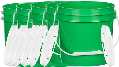 1 Gallon Food Grade Green Made In USA Bucket With Lid - Pack Of 7 Containers • $46.77