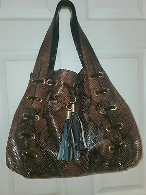 Michael Kors Snakeskin Python Embossed Leather Shoulder Handbag  • $70