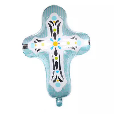 Large Blue Cross Shaped Mylar Foil Balloon For Religious Celebrations • $7.95