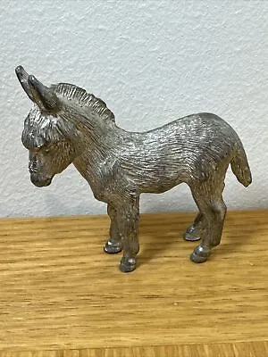 Vintage Silver Tone Heavy Metal Small Walking Donkey Figurine Ornament Textured • $20.84