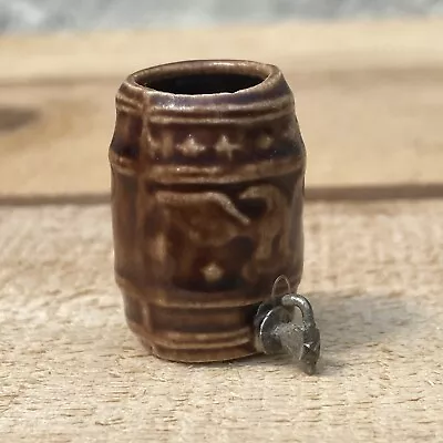 Vintage Dollhouse Miniature Pottery Beer Beverage Keg 1:12 Scale 1” Eagle Brown • $12.99