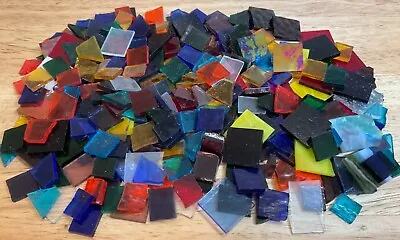Lot 1+ Pounds Assorted 1-2  Square/Rectangular Multicolor Glass Mosaic Tiles • $8