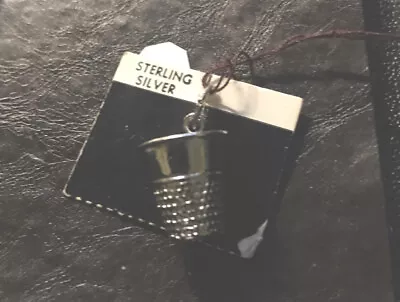 Vintage Thimble Sterling Silver Bracelet Charm 2.27 Grams On Card .925 • $5