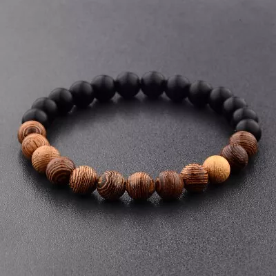 Handmade Wooden Beaded Bracelet Men Jewelry Yoga Gifts Wrist Gift Hippie Boho • $5.99