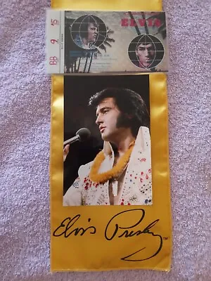 Elvis Presley Aloha Ticket Stub Photo&gold Scarf Lot 3 • $50