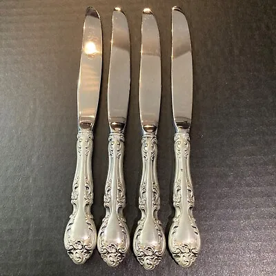 Gorham Melrose Silver Handle Stainless Blade Table Knives Set Of 4 Excellent • $79.99