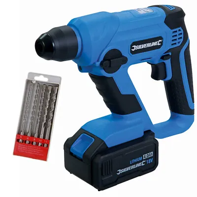 18V Cordless Hammer Drill Electric SDS+ Charger 4Ah Li-ion Battery & 5pc Bit Set • £49.19