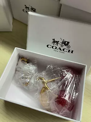 Coach Cherry Bag Charm KeyChain Glitter Resin And Metal Brass/Red Apple 77840 • $28.99