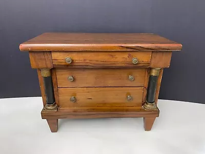 Antique American Empire 3 Drawer Chest Black & Brass Column Salesman Sample • $575