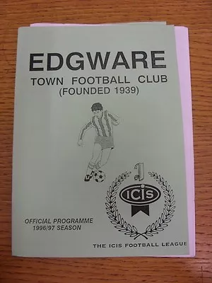 26/10/1996 Edgware Town V Egham Town  . Condition: We Aspire To Inspect All Of O • £3.99