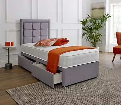 £78.96 • Buy *NEW* Single Divan Bed 2FT6/3FT With Mattress & Headboard + Draws Kids & Adults