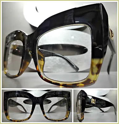 OVERSIZED VINTAGE RETRO CAT EYE Style Clear Lens EYE GLASSES Thick Black Frame • $19.99