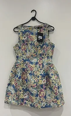 OPUS London Women's Floral Jacquard Mini Skater Dress (Size UK 8) • £14.99