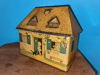 Mable Lucie Attwell Kiddibics  Bicky House Tin W. Crawford Money Box Biscuit Tin • £80