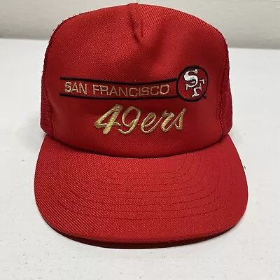 Vintage SAN FRANCISCO 49ERS SNAPBACK HAT Trucker Mesh Nfl Football 90s See Pics • $22.95