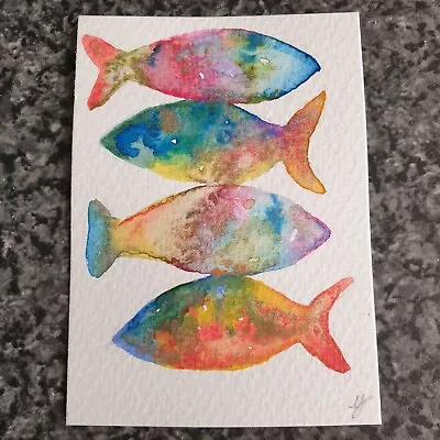 Aceo New Loose Colourful Fish By Yvette Original Watercolour  • £3