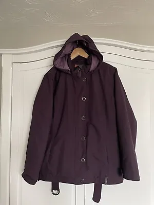 Merrell Women’s Warm Opti Shell Belted Fleece Lined Jacket Plum Size L • £19.99