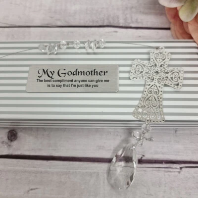 $28 • Buy Personalised Godmother Suncatcher -Cross - Made To Order Custom Gift