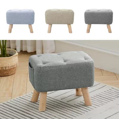 £23.95 • Buy Linen Ottoman Footstool Pouffe Bench Foot Stool Living Room Bedroom Hallway Seat