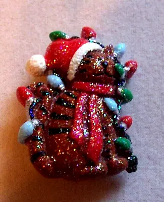 Vintage ''  Colorful    Christmas   Kitten  ''   Brooch  Pin • $4