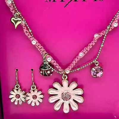 Mixit Daisy Ladybug Jewelry Set Necklace Earrings Women New In Box Pink Gold • $16.97