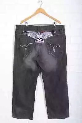 Vintage ECKO UNLTD Embroidered  The Art Of Progress  Skull Wings Y2K Jeans (42) • £117.87
