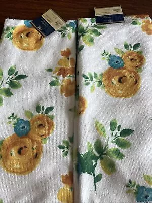 NWT~Two Microfiber Kitchen Towels ~Flowers ~15” X 25” • $6.47