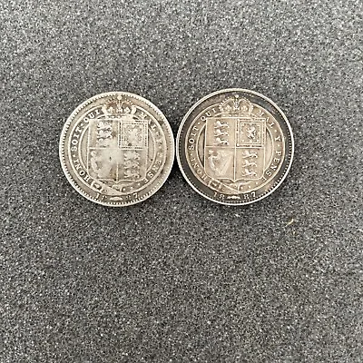 £15 • Buy 2x 1887 Queen Victoria - Silver Shilling- 2 Coins