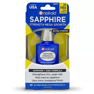 Nail-Aid Sapphire Strengthener & Mega Growth Treatment - Clear 0.55 Fl Oz • $8.55