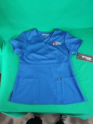 NWT Grey's Anatomy By Barco Scrub Top Royal Blue Professional Wear Ladies Large • $16.95