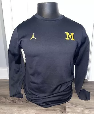 NEW Jordan Michigan Wolverines 465 Icon Fleece Crew Sweatshirt Navy Jumpman XL • $50